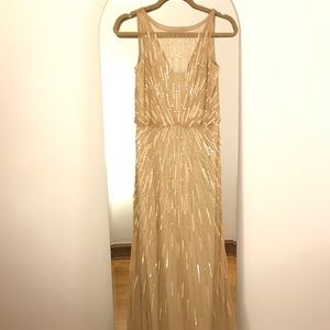 Champagne Beaded Tulle Formal Dress